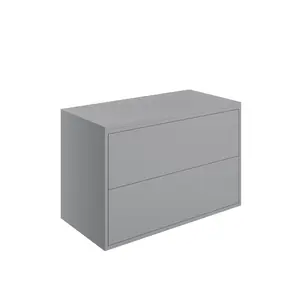 Grasmere Matt Grey Wall-mounted 2 Drawer Bathroom Cabinet (H) 588mm (W) 905mm