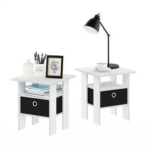 Joseph Side Table Nightstand with Bin Drawer, 2 per set (Set of 2) White