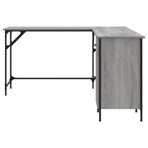 Berkfield Desk Grey Sonoma 141x141x75 cm Engineered Wood