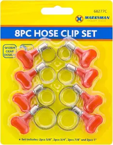 Hose Clip Set 16Pc Butterfly 2 Sizes Jubilee Type Easy Turn Pipe Clamp 13 27Mm