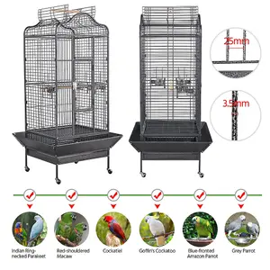 Yaheetech Black Rolling Black Bird Cage with Open Playtop Large