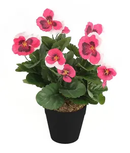 Best Artificial 30cm Pink Pansy Plug Plant - Pot Not Included