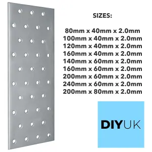 Flat Bracket  60x240x2 Connecting Joining Plate ( 5 pcs ) 2mm Thick Galvanised Heavy Duty Metal Steel