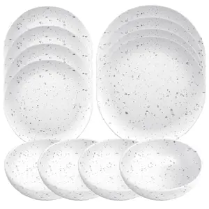 Purely Home Terrazzo Melamine 12 Piece Outdoor Dinnerware Set for 4