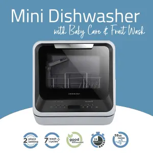 Cookology 2 Place Setting Table Top Dishwasher in Compact Mini Size - CMDW2BK Black