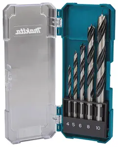 Makita D-72861 5 Piece Brad Point Wood Drill Bit Set 4 5 6 9 10mm Bits +Case x 3