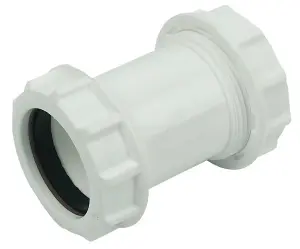 FloPlast Universal White Compression Straight Waste pipe Coupler (Dia)40mm