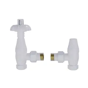 Right Radiators Traditional Thermostatic TRV Antique Design Angled Radiator Rad Valves Pair White