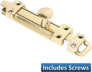 Dzina™ Sliding Surface Door Tower Bolt 200mm x 38mm (8 x 1. 1/2 Inch) Polished Brass Pack of 1