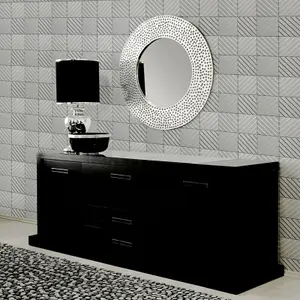 Arthouse Glitter Grey Silver Charcoal Mix Tile Effect Textured Vinyl Wallpaper