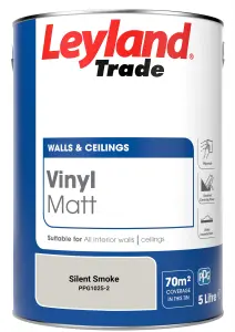 Leyland Trade Vinyl Matt Walls & Ceilings Emulsion Paint Silent Smoke (PPG1025-2) 5L