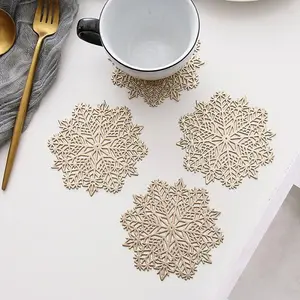 6pc Snowflake Placemats & Coaster Set - Gold