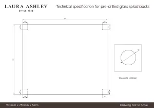 Laura Ashley Crystal Clear Glass Kitchen Splashback (Brushed Cap) 900 x 750mm