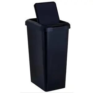 Kitchen Bin Touch and Lift Rectangle Swing Bin Waste Rubbish Recycle Bin 45L - Black