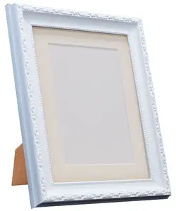 Shabby Chic White Frame with Ivory Mount for Image Size 7 x 5 Inch