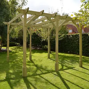 Premium Pergola 6 Posts - Wood - L420 x W540 x H270 cm - Light Green