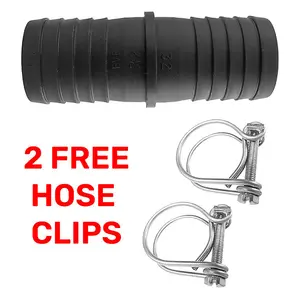 25mm (1") corrugated flexible pond pipe repair joiner/connector+2 x double wire hose clips