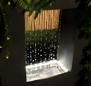 Primrose Rain Effect Water Feature with Planter and LED Lights for Indoor & Outdoor Use H56cm