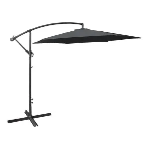 GardenKraft 14840 3m Charcoal Outdoor Cantilever Banana Garden Parasol