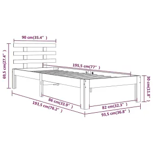 Berkfield Bed Frame White Solid Wood 90x190 cm Single