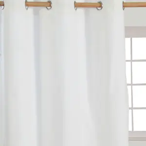 Homescapes Plain Off White Cotton Eyelet Curtains 137 x 182 cm