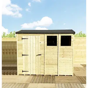 10 x 5 Garden Shed REVERSE Pressure Treated T&G Single Door Apex Wooden Garden Shed - 3 Windows (10' x 5') / (10ft x 5ft) (10x5)