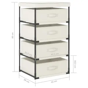 Berkfield Storage Rack with 4 Fabric Baskets Steel Cream