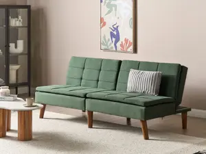 Beliani Retro Sofa Bed RONNE Dark Green