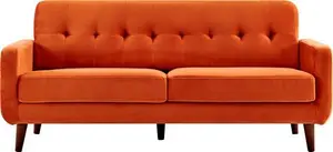 Clarence 2-Seater Sofa Burnt Orange Velvet, Two-Seater Orange Fabric Sofa - Daals - Sofas