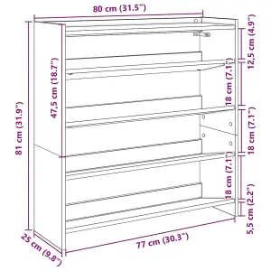 Berkfield Shoe Rack Smoked Oak 80x25x81 cm Engineered Wood