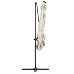 Berkfield Cantilever Umbrella with LED lights and Steel Pole 250x250 cm Sand