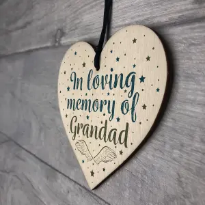 Red Ocean GRANDAD Memorial Plaques Wooden Heart Christmas Bauble Dad Gifts For Grandad Sign Keepsake