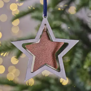 Copper effect Metal & wood Star Hanging decoration