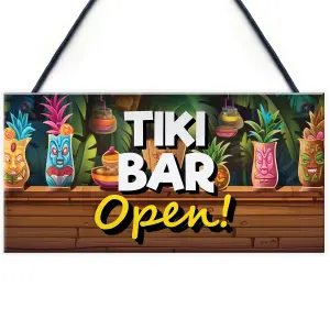 RED OCEAN Tiki Bar OPEN Hanging Garden Bar Pub Plaque Cocktails Beach Decoration Sign Friendship Gift