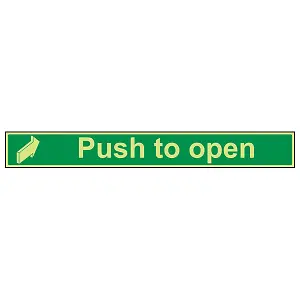 Push To Open Door Direct Safety Sign - Glow in the Dark 600x75mm (x3)