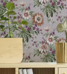 Boutique Martha Mauve Smooth Wallpaper Sample