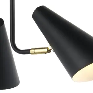 First Choice Lighting Set of 2 Dakotta Matt Black & Brushed Gold Adjustable 3 Light Fittings