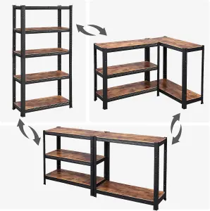 SONGMICS 5 Tier Shelving Unit, Industrial, Adjustable Storage Shelves, for Living Room, Kitchen, Garage, Rustic Brown and Black