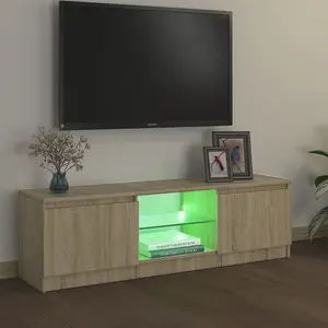 vidaXL TV Cabinet with LED Lights Sonoma Oak 120x30x35.5 cm