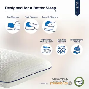 Bedbric Cooling Gel Infused Orthopedic Memory Foam Pillow Cream White For Side, Stomach, and Back Sleepers