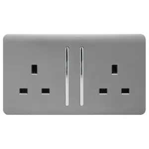 Trendiswitch Light Grey 2 Gang 13 Amp Switched Socket