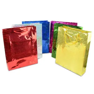 4 Assorted Colours Holographic Gift Bags Small Size Christmas Birthday Wedding Favour Present Bags All Occasions