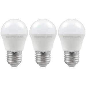 Crompton Lamps LED Golfball 5W E27 Dimmable Daylight Opal (40W Eqv) (3 Pack)