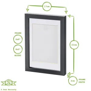 Photo Frame with 4" x 6" Mount - A5 (6" x 8") - Grey/White