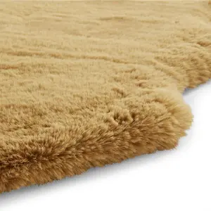 Sheepskin Mustard Plain Shaggy Rug, 50mm Thickness Modern Rug, Luxurious Rug for LivingRoom, & DiningRoom-60cm X 90cm (Single)