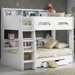 Lilianna Single (3') Standard Bunk Bed with Shelves White