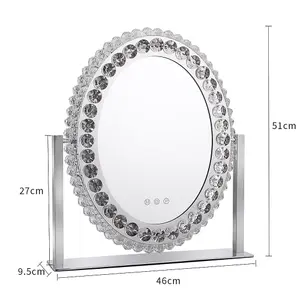 Vanity Makeup Mirror with Lights Large Oval Crystal Lighted Mirror for Bedroom