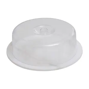 Interiors by Premier Versatile White Marble Cheese Board With Domed Lid, Elegant Design Cheese Board, Durable Storage Board