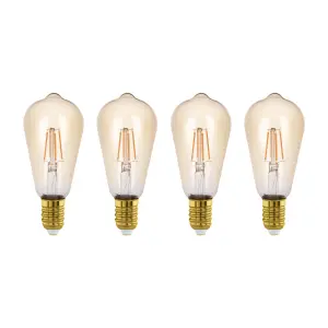 Eglo LED E27 ST64 Amber Coloured Lightbulb 2200K - Pack of 4