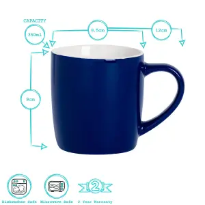 Argon Tableware - Coloured Coffee Mugs - 350ml - Pack of 4 - Navy